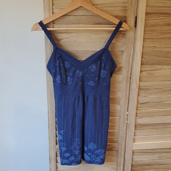 3/35 Esprit Blue Floral Babydoll Tank Top Sz S - Picture 1 of 14